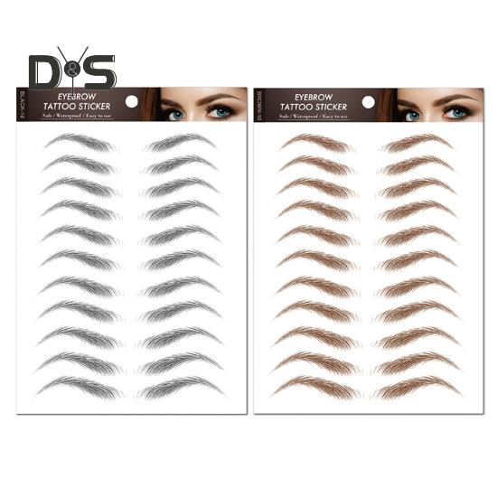 2 листа водонепроницаемых наклеек для татуировок бровей, натуральные поддельные брови, аксессуары для макияжа для женщин и девочек