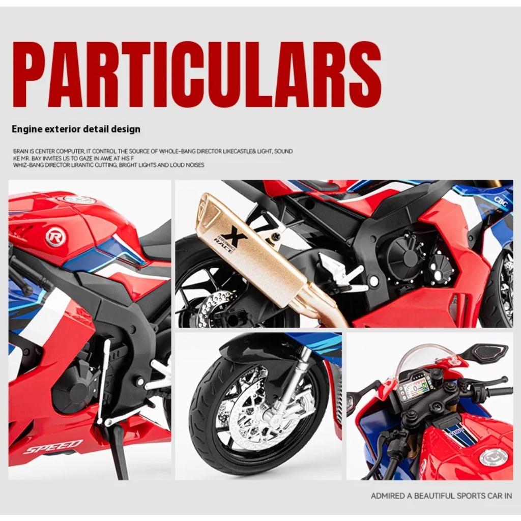 Модель мотоцикла Honda CBR1000 1/12 из сплава, Крутое освещение, Изысканные настольные украшения, Лучшая коллекция для любителей мотоциклов