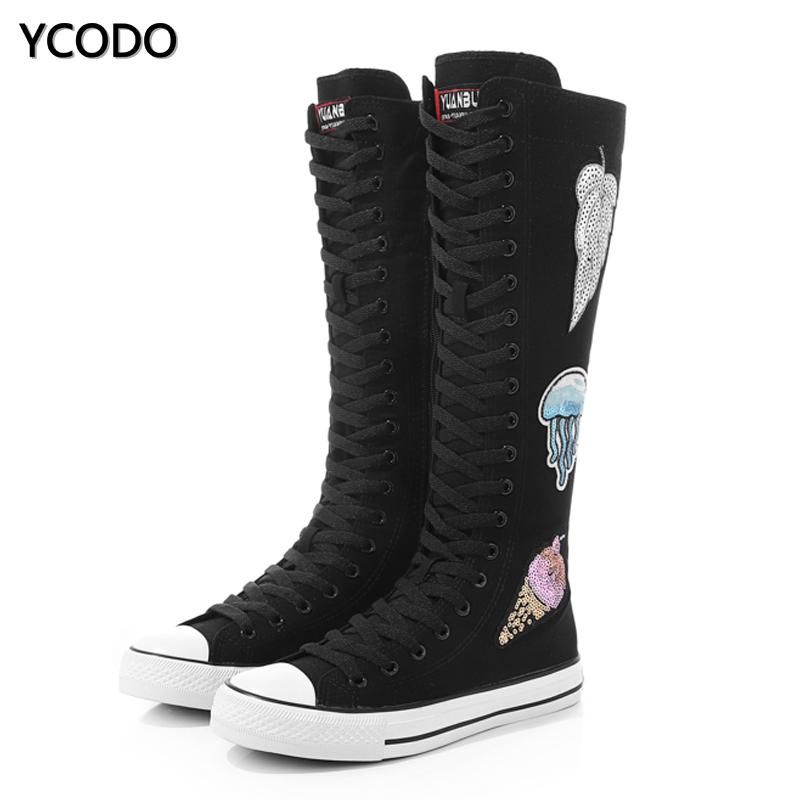 Весенне-осенние женские ботинки, парусиновые сапоги до середины икры, повседневная обувь с высоким берцем, длинные сапоги, удобные ботинки на плоской подошве со шнуровкой, размер 34-43