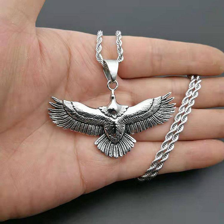 European and American Cross-border, Retro Punk Jewelry, Polished Smeared Eagle Pendant Pendant.