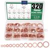 320Pcs Red Copper Flat Gasket Set M5-M20 Red Copper Sealing Flat Gasket O-type Gasket Pure Copper Flat Gasket Box