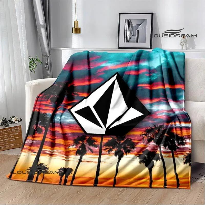 Пледы с принтом логотипа V-Volcom Фланелевый теплый плед Мягкий и удобный для дома, путешествий, кровати, пикника Подарок на день рождения
