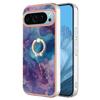 YB IMD Series-17 Style-E For Google Pixel 9/Pixel 9 Pro TPU Case Electroplating Kickstand Marble Pattern Cover