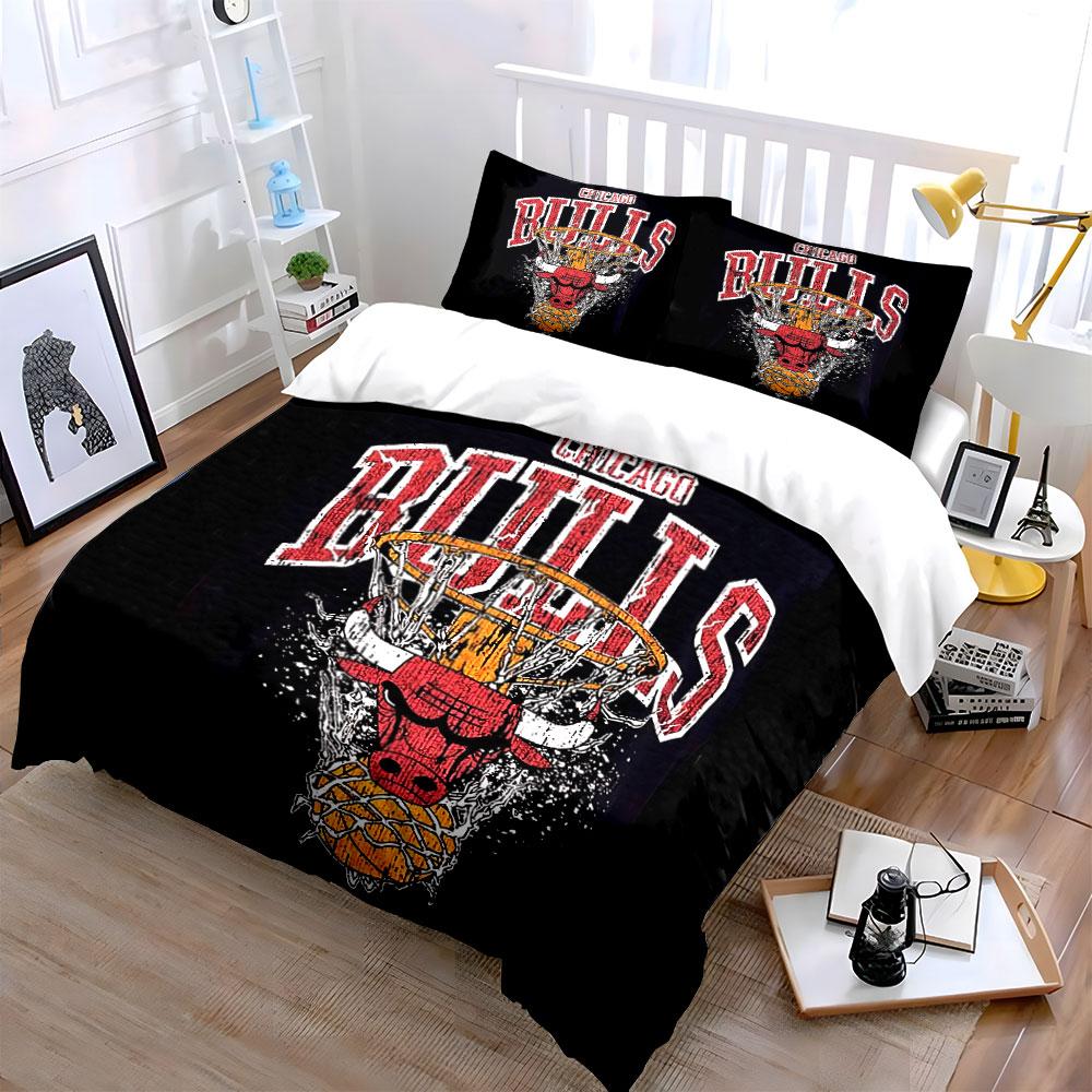 Red Bull Basketball Print Set Bedding Duvet Cover Set Duvet Cover Pillowcases (1*Duvet Cover 2*Pillowcases, without duvet insert)