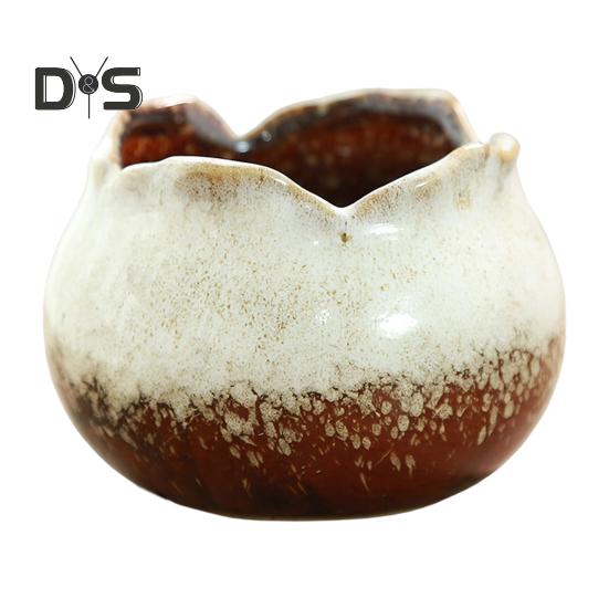 Экологичный цветочный горшок с гладкими краями, практичный керамический цветочный горшок для растений на открытом воздухе, контейнер