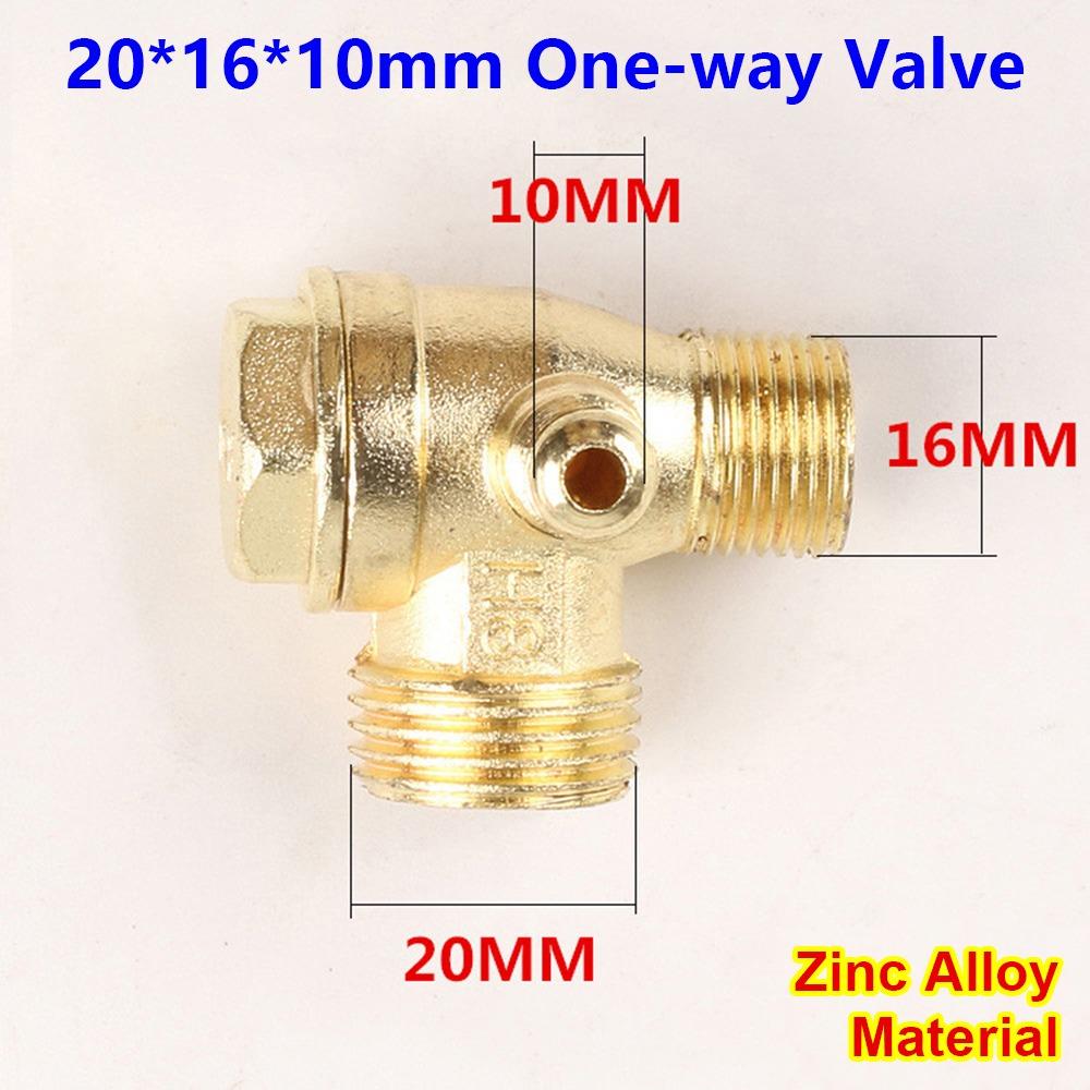 1Pcs Zinc Alloy Brass Air Compressor Check Valve 3-Port 20x16x10mm Valve Connector One-way Male Thread Air Compressor Connector