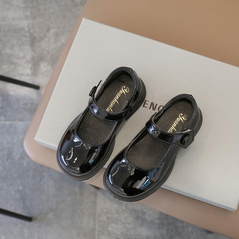 Обувь для девочек, принцесса, мягкая подошва, кожаные туфли, одинарные туфли, черные, спортивная обувь