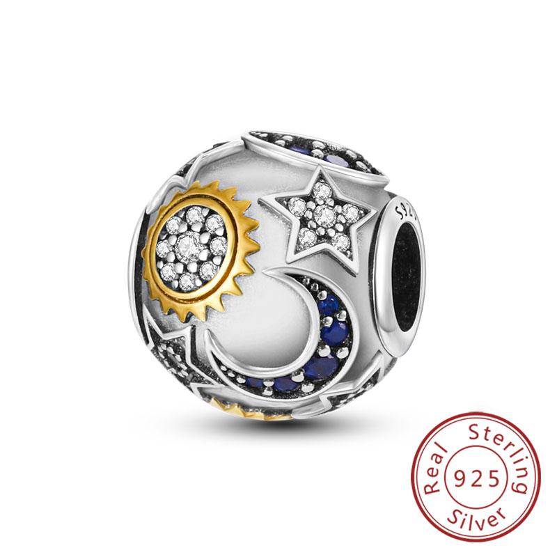 Медные Шармы Бусины Сердце Любви Счастливые Звезды Самолет Голубые Цирконы Шармы Подвески Подходят для Браслетов Шармов Женские Украшения