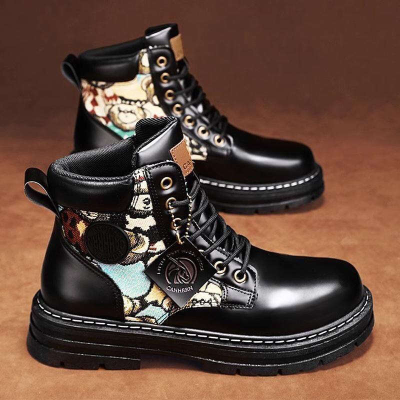 Осенняя мужская обувь, новые дышащие высокие ботинки Martin, мужская модная универсальная обувь с толстой подошвой, нескользящая, повседневная, короткие ботинки