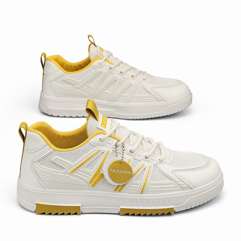 Fashion Men's Thick Sole Casual Breathable White Shoes Summer New Soft Sole Outdoor Walking Shoes Students' Sports Board Shoes Flat Shoe