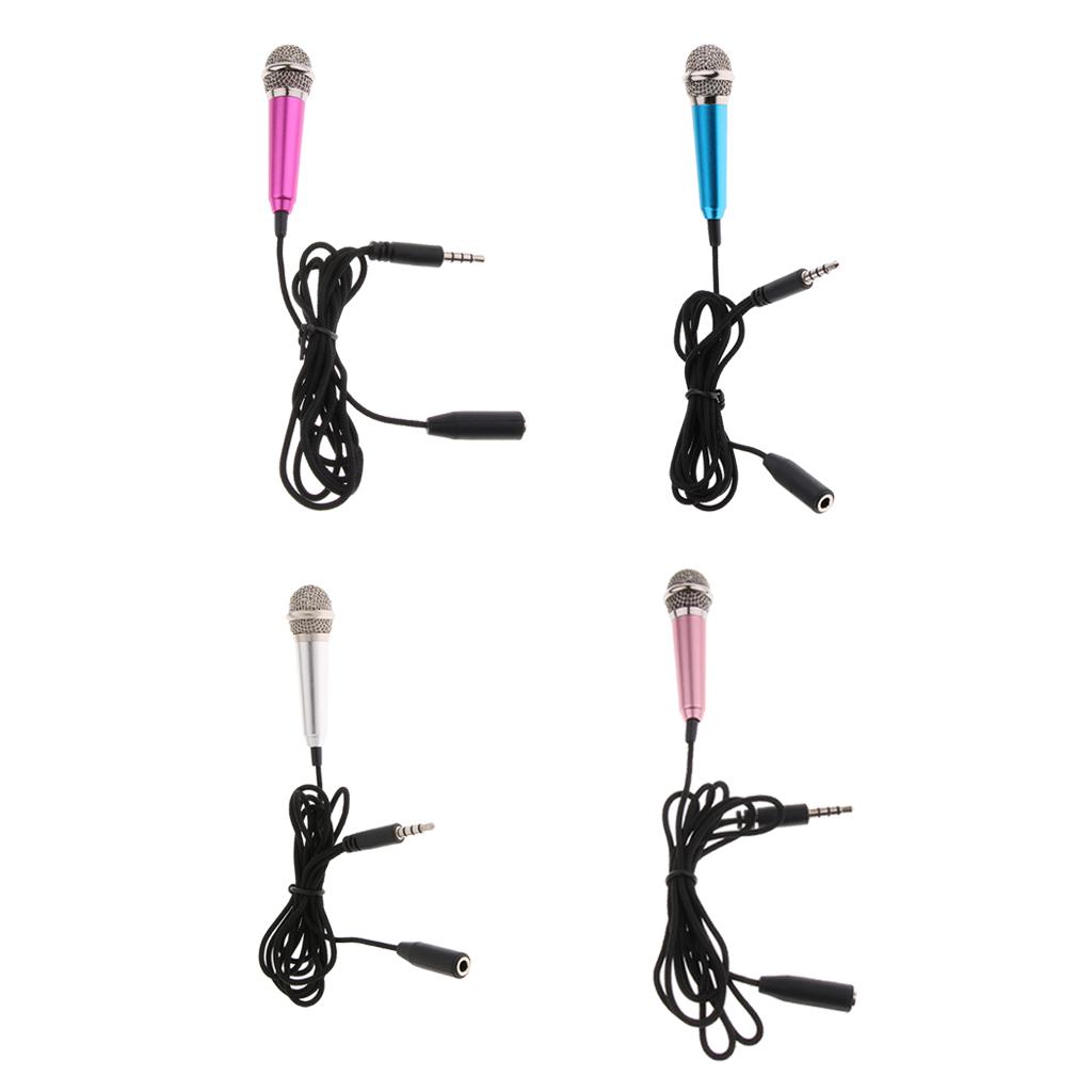 Mini 3.5mm Wired Cell Phone Microphone Stereo Mic for Chatting Singing Red