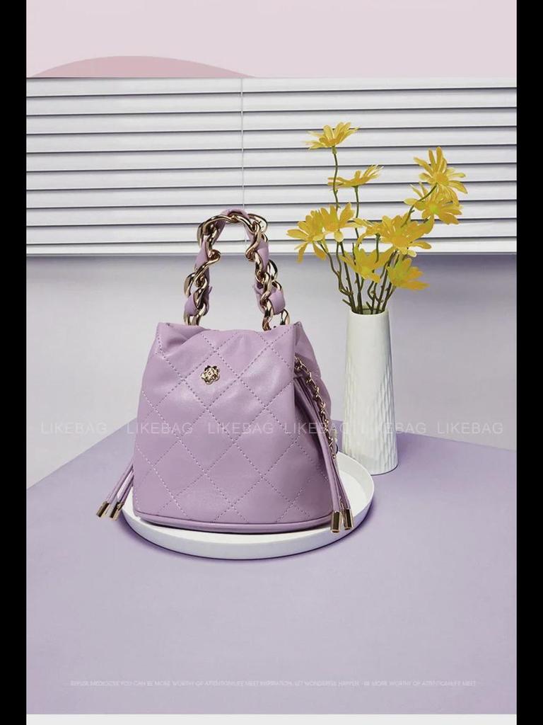 Женская сумка-ведро Camellia Fragrance Style высокого класса 2022: Одно плечо, сумка-мессенджер, аксессуар с бриллиантовой цепочкой