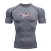 Men's Compression Athletic T-Shirt, Quick Dry Breathable Stretch Sport Top with Sharp Blood Drip Death Metal Style Print for Gym Workout Running Train