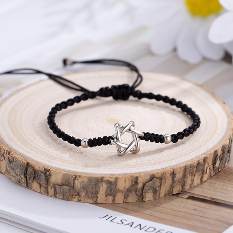 Браслет из красной нити со Звездой Давида для женщин, счастливый амулет, браслет-шарм Маген Давид, ювелирные изделия с платиновым покрытием, рождественские подарки