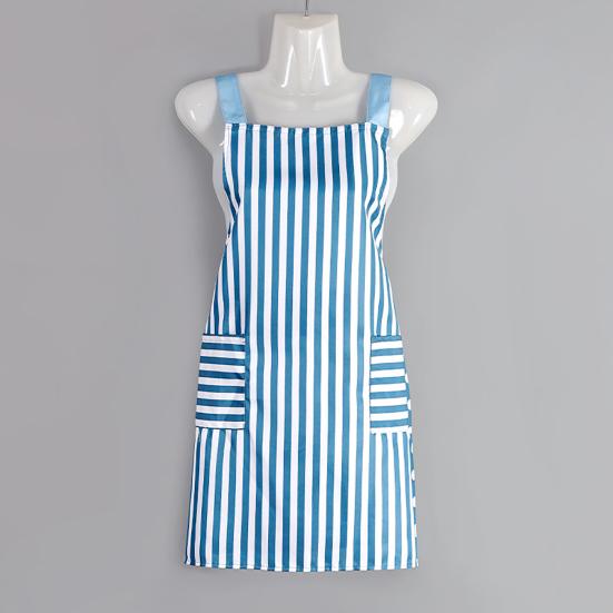 Кухонный фартук с двойными карманами на спине, маслостойкий полиэстер, хлопок, полосатый узор, водонепроницаемый фартук для мужчин и женщин