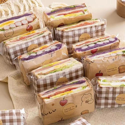 50-Pack Sandwich Wrapping Paper Set with 50 Wrapping Papers and 100 OPP Bags, Perfect for Food Wrapping, Sandwich Wrapping, Sandwich Packaging, Cookin
