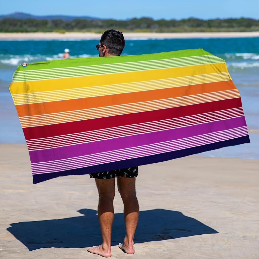 90*170 Cm Oversized Rainbow Stripe Beach Towel - Soft, Absorbent, Versatile Towel with A Strong Wrap for The Beach and Pool - Tropical Style