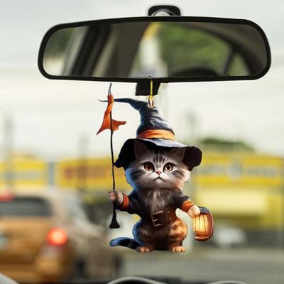 Акриловый кулон в виде кошки, подвесное украшение для автомобиля с шнурком, легко повесить, очаровательная реалистичная в форме кошки