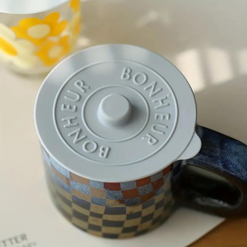 Household Practical Silicone Cup Cover Macaron Color Letter Design Water Cup Cover Office Ceramic Cup Anti Dust Cup Accessories