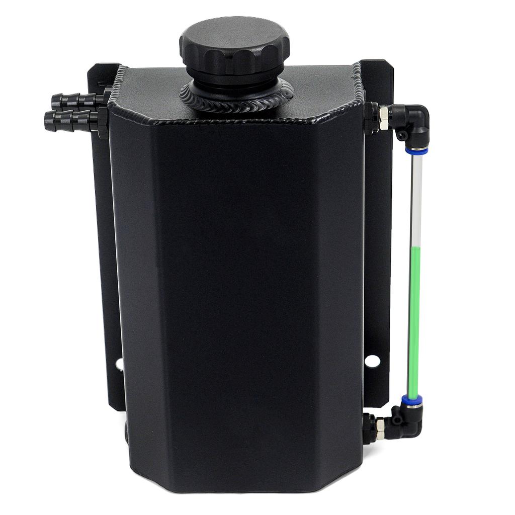 Universal 1L Aluminum Silver Black Oil Catch Can Reservoir Tank With Drain Plug Breather Oil Tank Fuel Tank