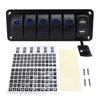 5 Gang Rocker Switch Panel with 4.8A Dual USB Charger Voltage Meter Universal Fit for DC12 To 24V Car Truck RV