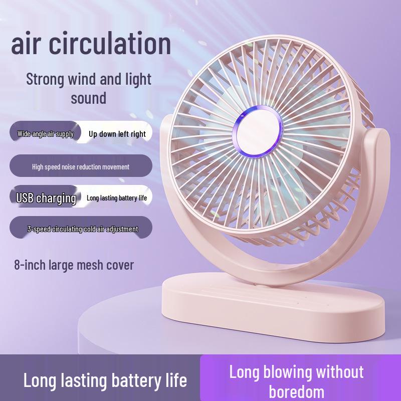 Dual-Head USB Rechargeable Night Light Fan for Air Circulation – Ideal for Outdoor, Dorm, or Office with Long Battery Life