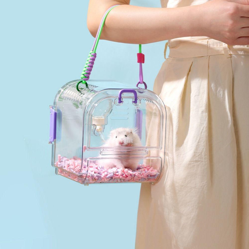 Portable Travel Hamster Carrier Breathable Small Animal Carry Case Outdoor Hamster Box  Ferrets