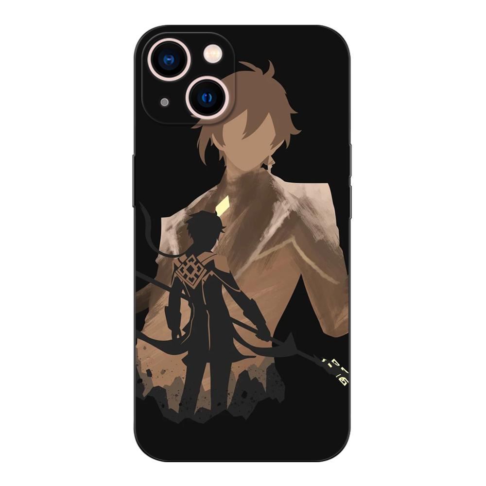 Черный чехол из ТПУ для iPhone 5 5S SE 2020 6 6S 7 8 plus x 10 XR XS 11 12 13 mini pro MAX задняя крышка Genshin Impact Anime