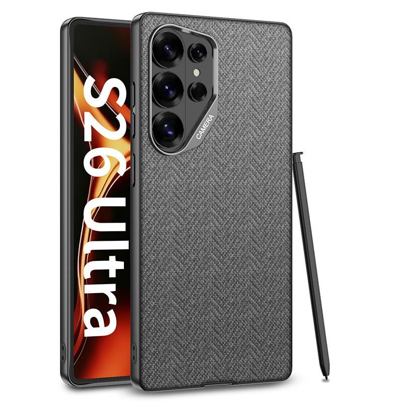 Чехол для Galaxy S26 Ultra Премиальная веганская кожа с металлическим защитным кольцом для камеры