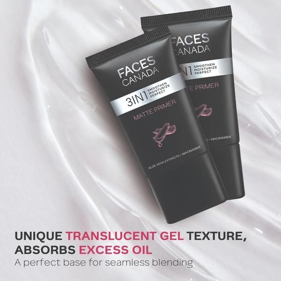 FACES CANADA Матовый праймер, 30 г | Нежирный матовый финиш | Легкая гелевая текстура | Разглаживает | Ниацинамид, гиалуроновая кислота, витамины A, C и E