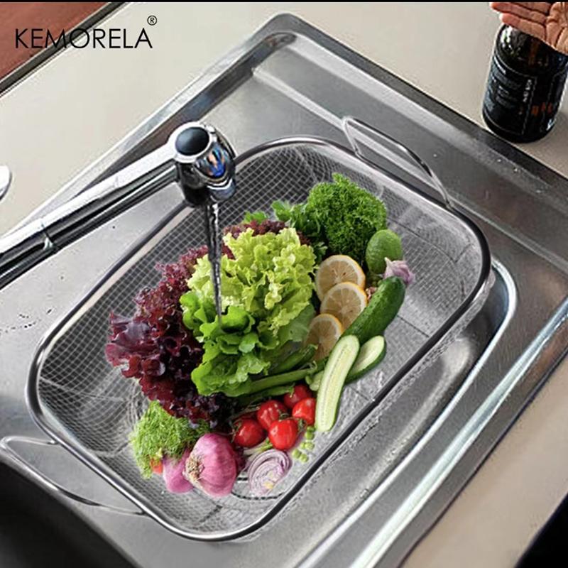 KEMORELA Корзина для овощей для барбекю из нержавеющей стали, квадратная, с дренажом, для жарки, посуда для пикника, 1 шт.