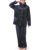 ON NISHIKI Winter Fluffy and Long Front Micro Long Loungewear Women's Pajamas, Warm, Sleeves, Opening, Flannel, Two-Way Collar, Pants, (Navy