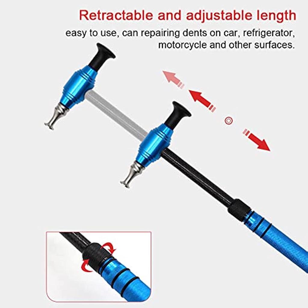 Устройство для ремонта вмятин Инструмент для ремонта вмятин на автомобиле Телескопический молоток из алюминиевого сплава с 5 ударными головками Набор инструментов для удаления вмятин без покраски, 39 x 6 см