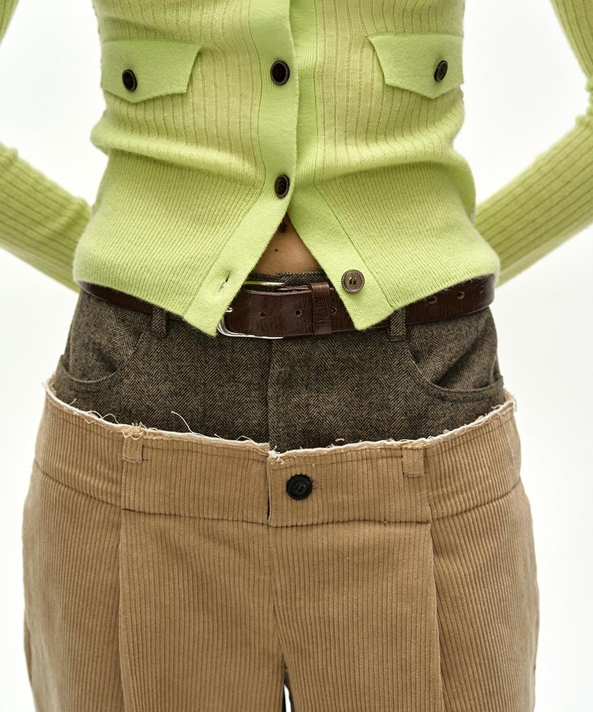 ADSB ANDERSSON BELL Herringbone-Waist Corduroy Trousers (Beige)