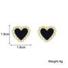 Geometry Black Heart Stud Earring for Women French Elegant Sweet Ear Wedding Party Jewelry Accessory