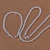 For Women Lady Christmas Gift Classic Chain 4mm Bead Necklace Bracelets Fashion Silver Color Jewelry Set S062