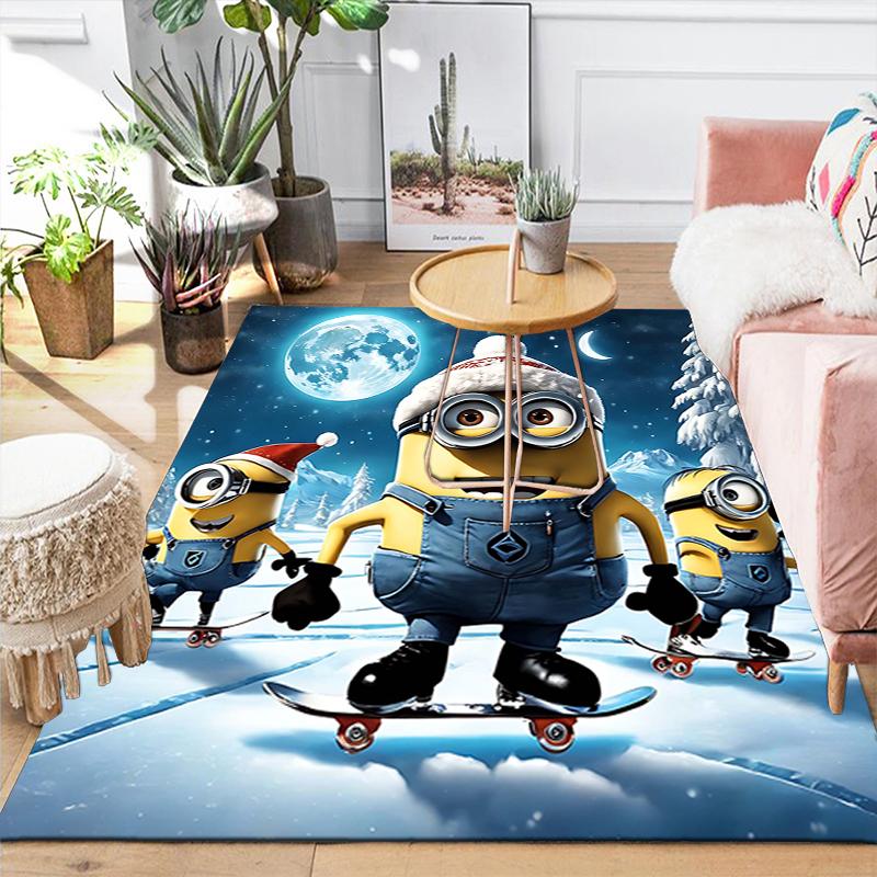 1Pc Christmas Minions Celebration Rug Office Carpet Indoor Outdoor Doormat Nonslip Soft And Comfortable Living Room Christmas Halloween Gift D91855