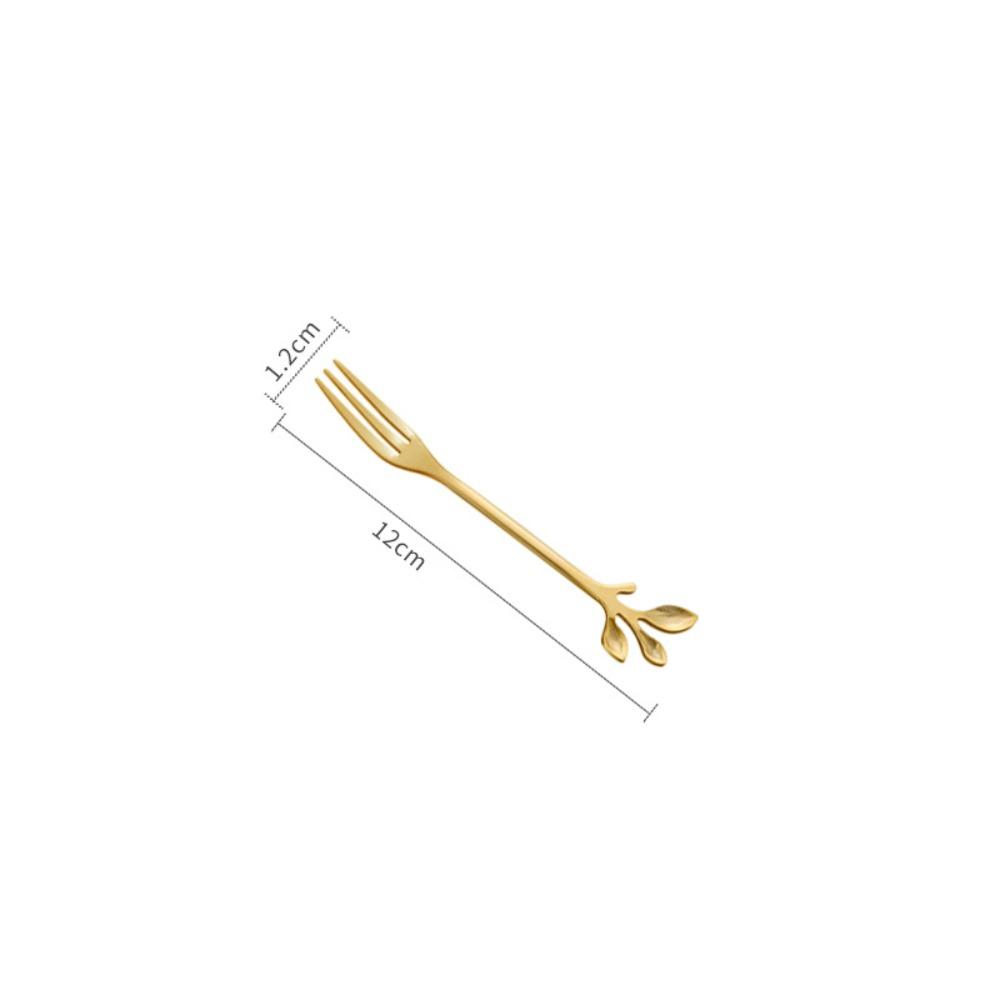 Stainless Steel Water Cup Stirring Spoons Golden Silver Leaf Shape Dessert Spoon Fork Long Handled Dinnerware Coffee Spoon4