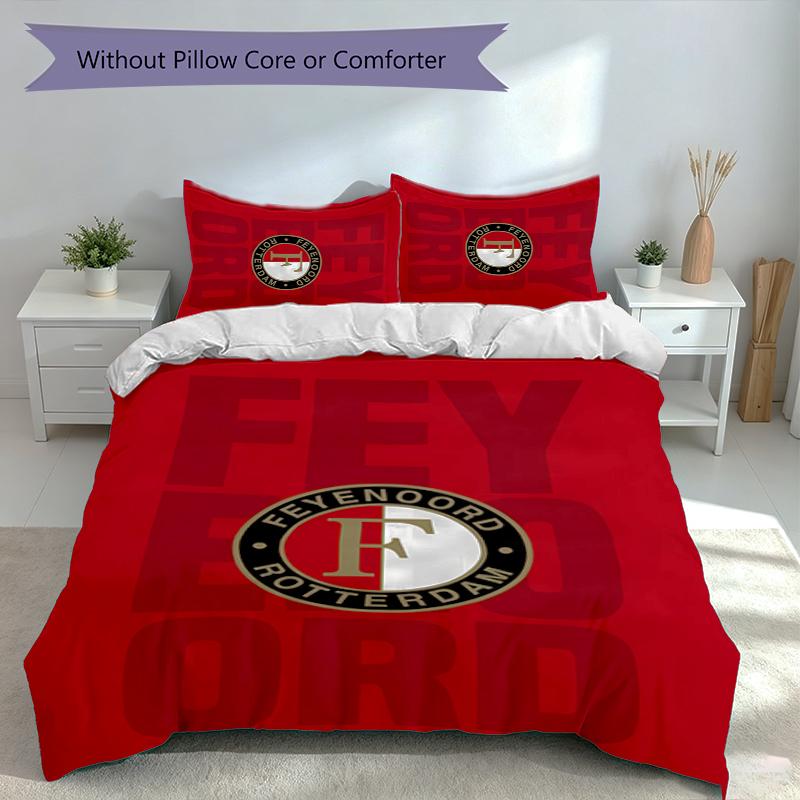 3pcs Feyenoord Rotterdam logo Duvet Cover Set, Includes 1 Duvet Cover and 2 Pillowcases,Skin-Friendly&Comfortable Fabric,Suitable Bedding Sets