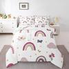 Erosebridal Rainbow Comforter Set 2Pcs, Kawaii Cartoon Cloud Quilt Iridescent Twin for Kids Girls Women Teens, Love Heart Duvet Insert Hand