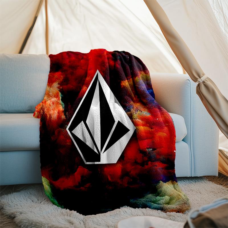 V-VOLCOM LOGO5 printed throw blanket—lightweight,soft,warm;versatile blanket for all seasons—perfect as &air-conditioning throw,nap blanket