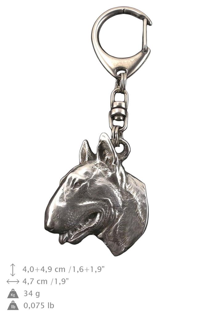 Bull Terrier, Bully II - Silver-plated Key Ring with a Dog In a Gift Box, Handbag Decoration, Backpack Pendant by Art-Dog Brand