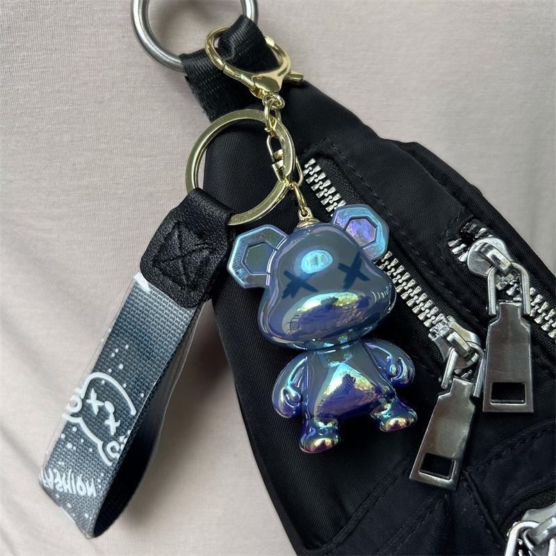 Internet Celebrity Violent Bear Creative Cartoon Gradient Figure Chameleon Bear Key Chain Car Accessories Couple Bag Pendant