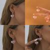 Fashionable Pink Heart Hoop Earrings For Women 2023 Winter Collection Electroplated Alloy