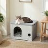 Cat House Stackable Pet Shelter with Removable Cushion for Indoor Outdoor Use Grey
