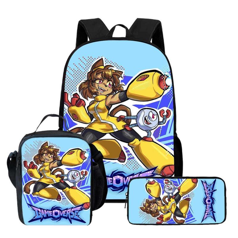 Kids School Backpack Set With Lunch Bag Pencil Case - Cartoon Print Lightweight Ergonomic Design Grades 1-2