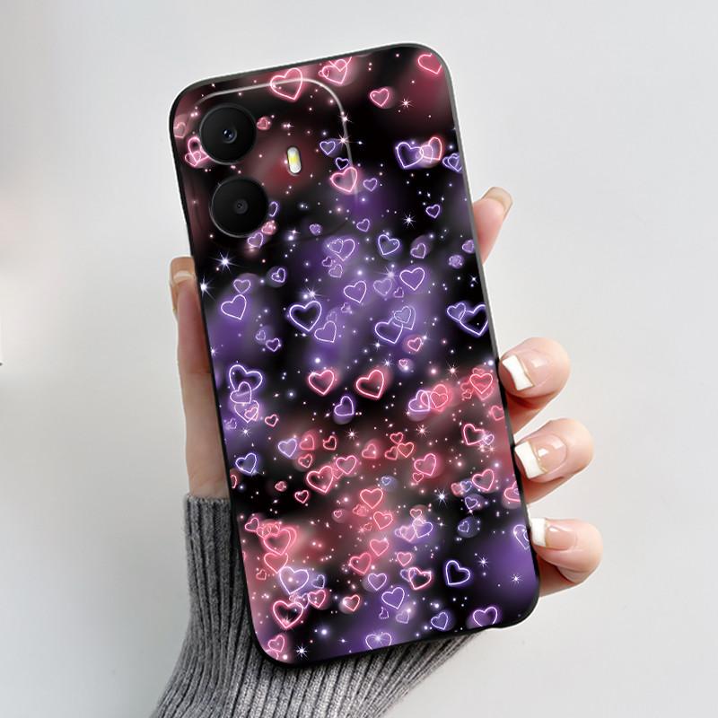 Чехол для TCL K70 Милое Сердечко Кролик Черный Мягкий Силиконовый Защитный Задний Чехол Для Телефона TCL K70 Power SE TCLK70 4G 5G