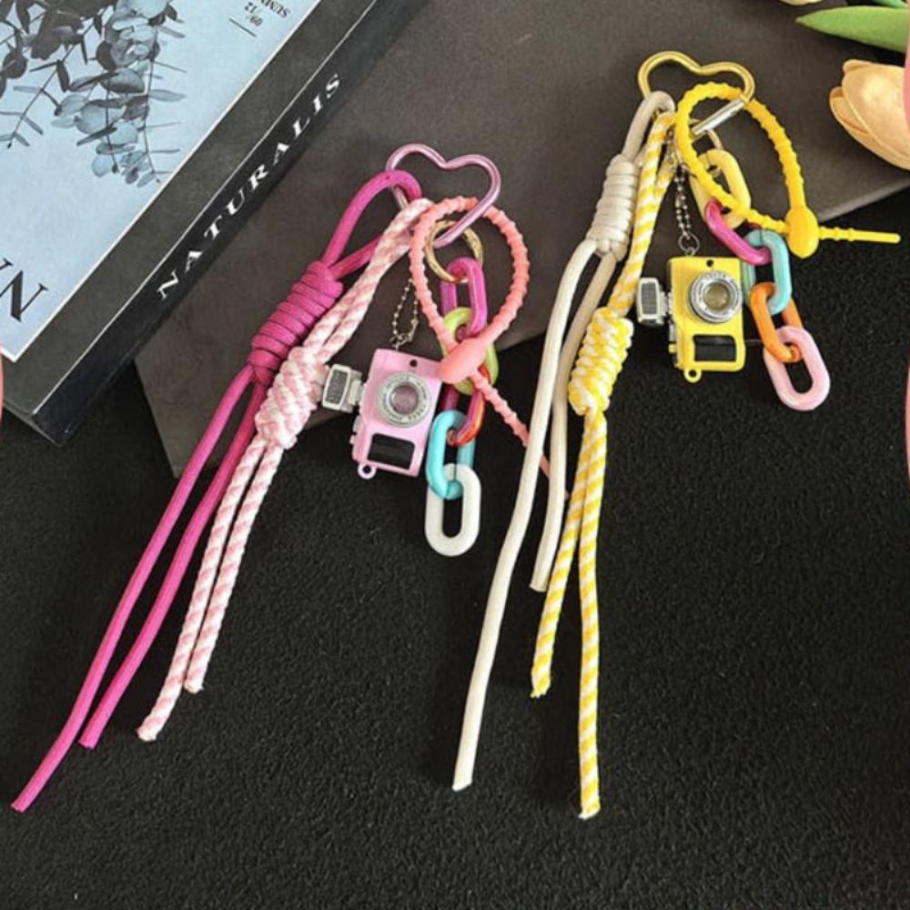 Colorful Mini Keychain Miniature Camera Pendant Cute Nylon Rope Bag Pendant Couple