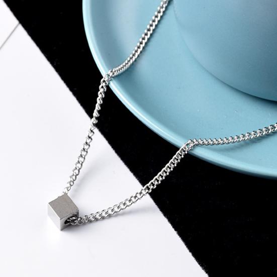 Геометрическое ожерелье с подвеской для мужчин Серебряный кубический кулон цепочка ожерелье гипоаллергенные украшения для повседневной носки