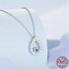 S925 Серебряное ожерелье в форме капли воды с синим цирконом и подвеской в ​​виде глаза дьявола для женщин, классическая цепочка на шею, ювелирные изделия